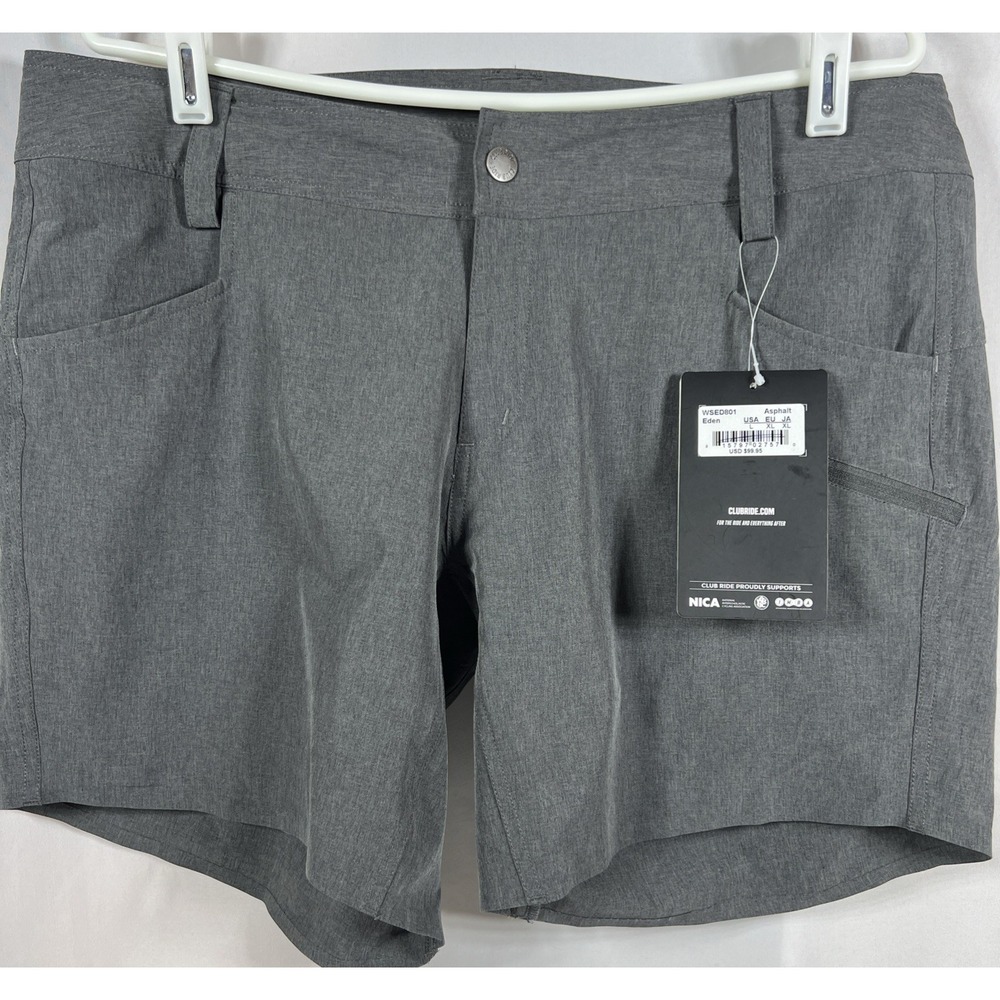 Club Ride Women's Reflective Quick Dry Gray Cycling Bike Short Size Large